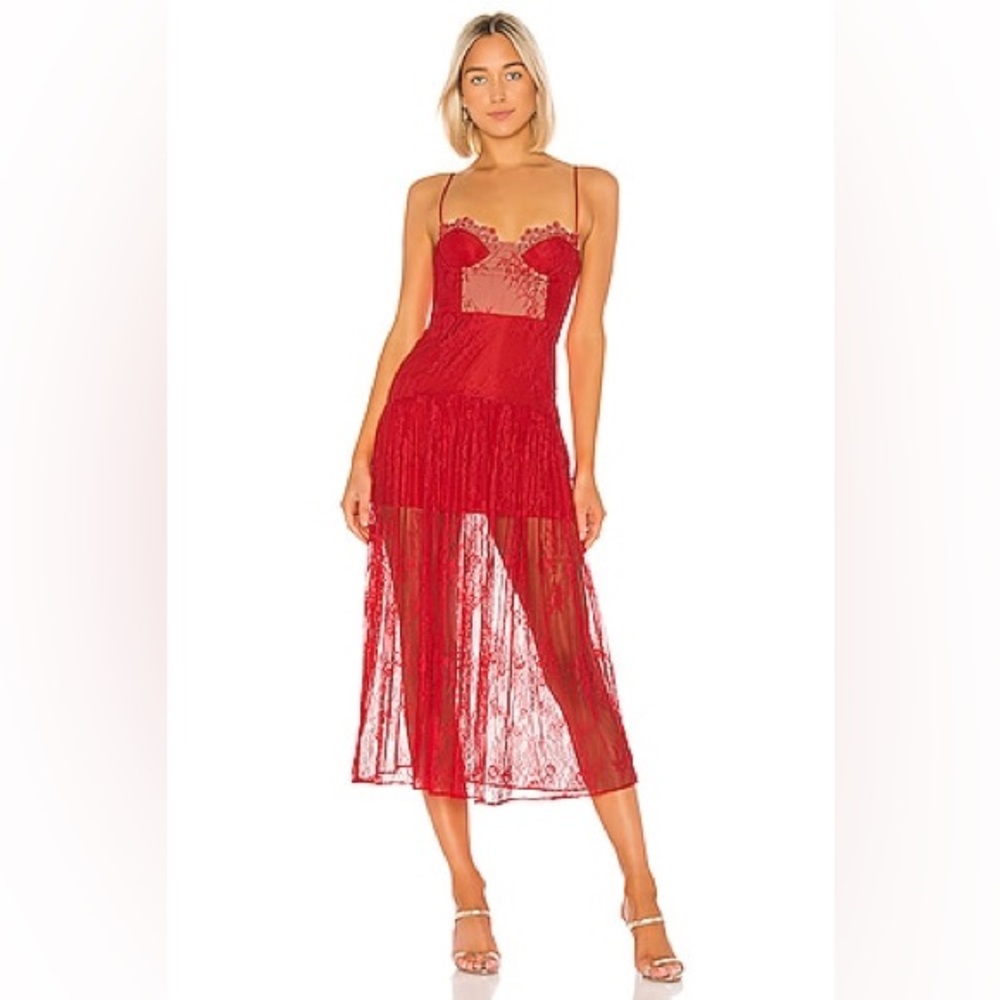 NBD desert rose Vibrant Red lace Dress